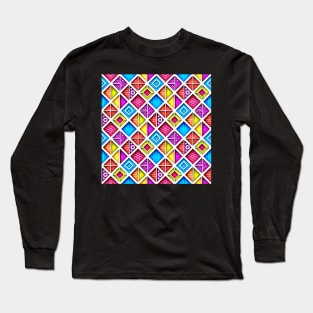 Colorful 3d Geometric Pattern, Crazy Design Long Sleeve T-Shirt